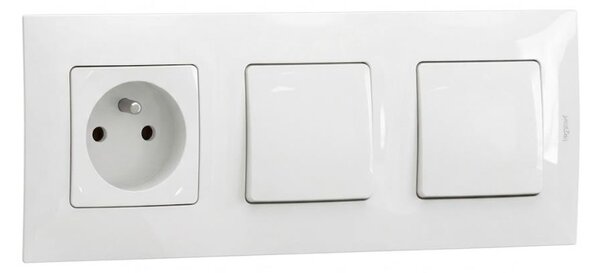 Legrand-Dvojitý jednopólový vypínač č. 1 a zásuvka dom 250V/16A s rám NILOE bílá