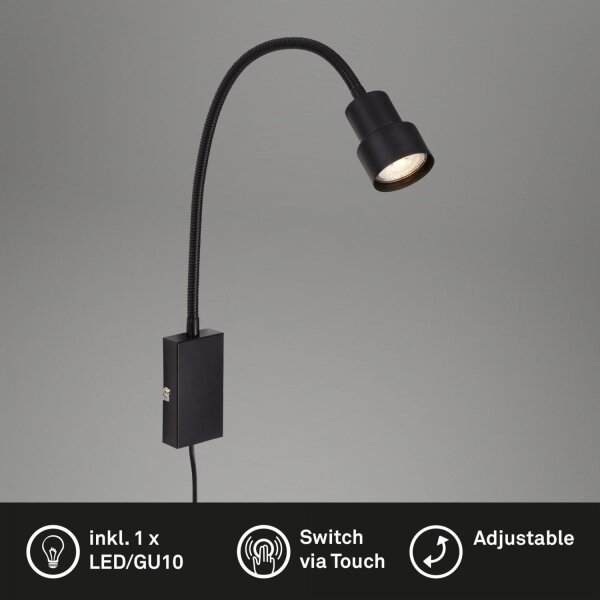 Briloner 2085-015 - LED Dotyková nástěnná lampa TUSI 1xGU10/5W/230V černá