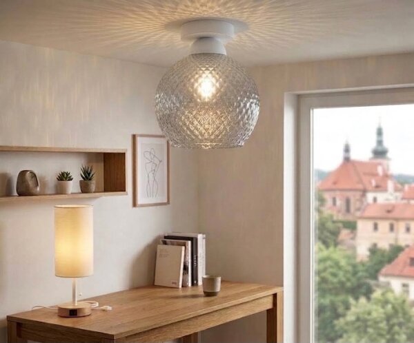 BRILAGI - LED Stropní svítidlo R GLASS 1xE27/60W/230V pr. 25 cm bílá/kouř šedá