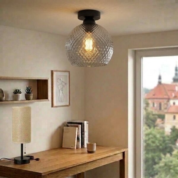 BRILAGI - LED Stropní svítidlo R GLASS 1xE27/60W/230V pr. 25 cm černá/kouř šedá