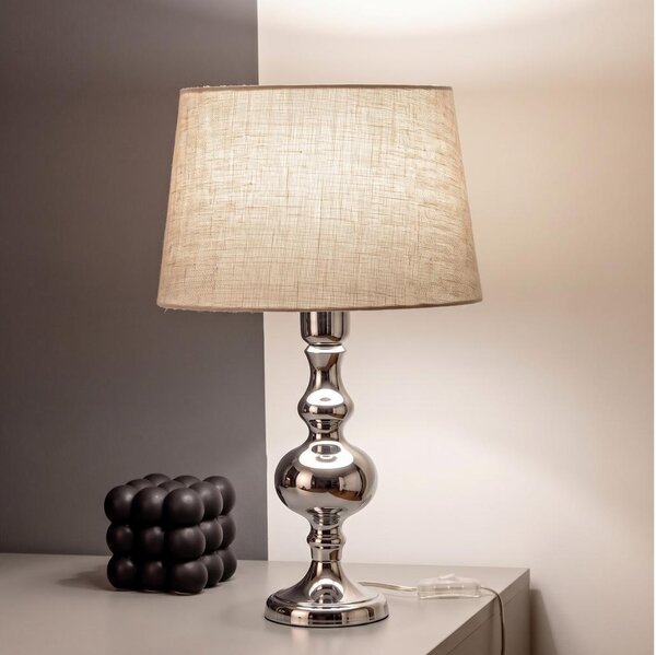 BRILAGI - Stolní lampa CERIA 1xE27/60W/230V pr. 30 cm lesklý chrom/šedá