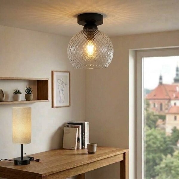 BRILAGI - LED Stropní svítidlo R GLASS 1xE27/60W/230V pr. 18 cm černá/kouř šedá
