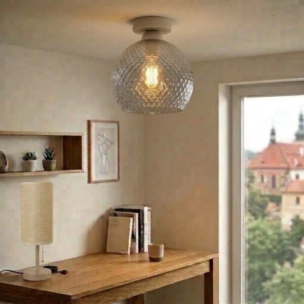BRILAGI - LED Stropní svítidlo R GLASS 1xE27/60W/230V pr. 25 cm béžová/kouř šedá