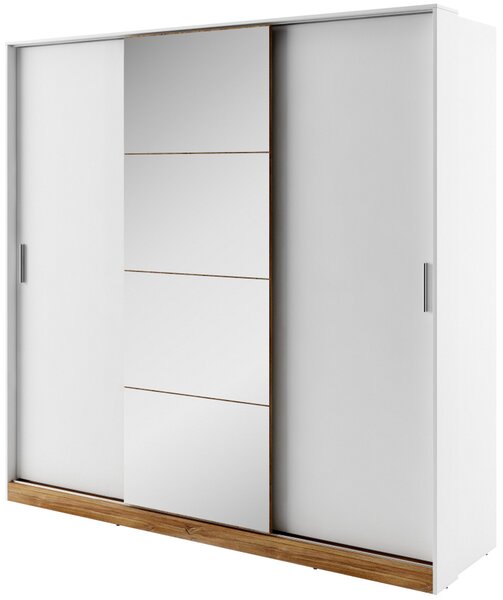 Bílá zrcadlová šatní skříň Detroid DT01 s posuvnými dveřmi