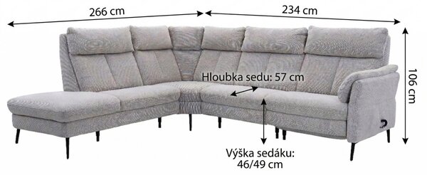 Rohová sedací souprava MONOPOLI 2 s motorovou relaxační funkcí Levý roh