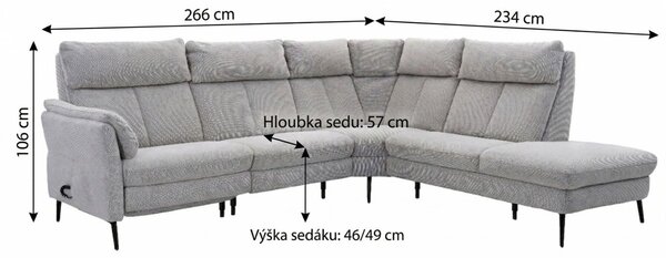 Rohová sedací souprava MONOPOLI 2 s motorovou relaxační funkcí Pravý roh