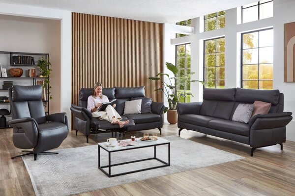 Luxusní kožená sedací souprava MONOPOLI 2+2 s motorovou relaxační funkcí
