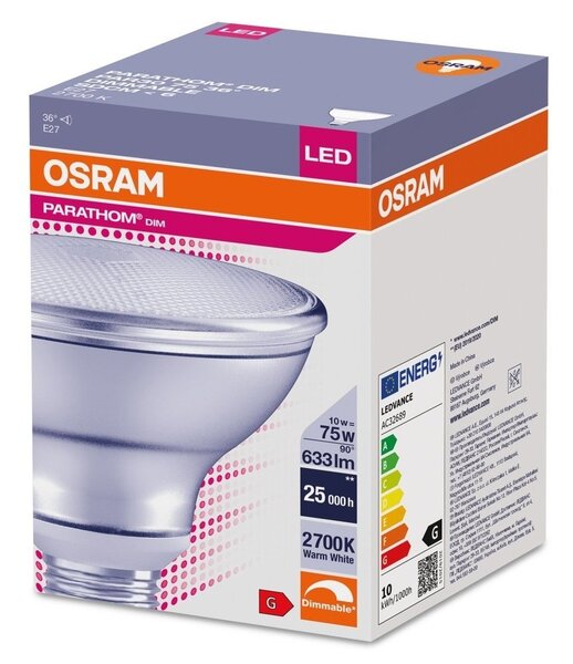 Stmívatelná LED bodovka E27 10 W PARATHOM, teplá bílá