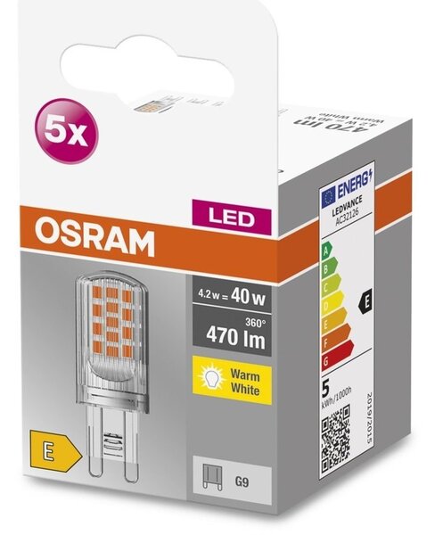 5 ks speciální LED žárovka G9 4,2 W, teplá bílá