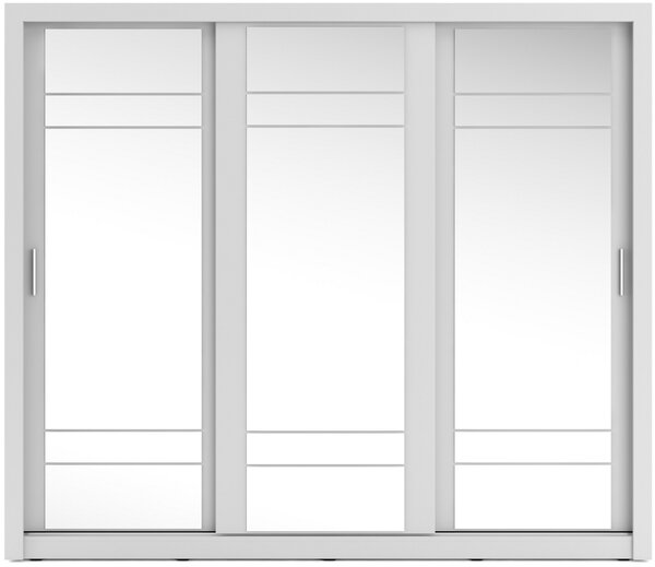 Bílá zrcadlová šatní skříň s posuvnými dveřmi Miarti 02