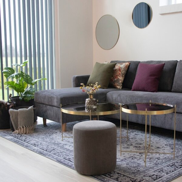 Nordic Living Zlaté kulaté závěsné zrcadlo Vincent 60 cm