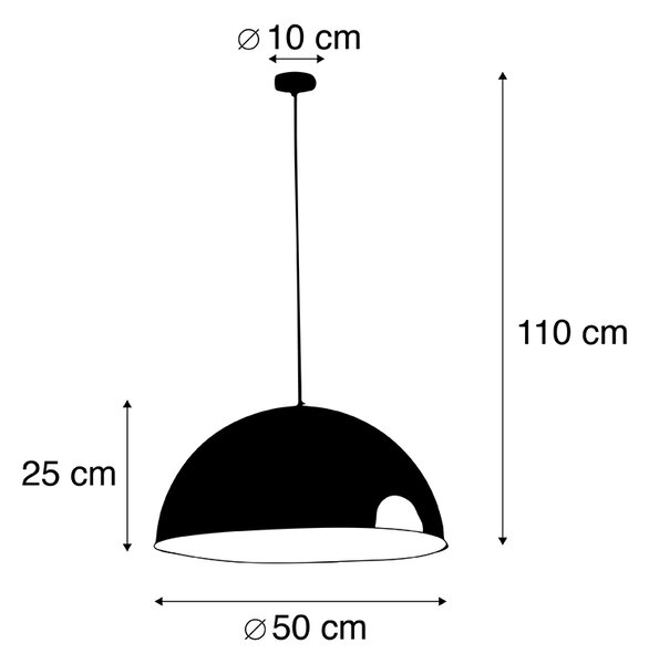 Chytré průmyslové závěsné svítidlo černé se zlatem 50 cm vč. Wifi G125 - Magna Eco