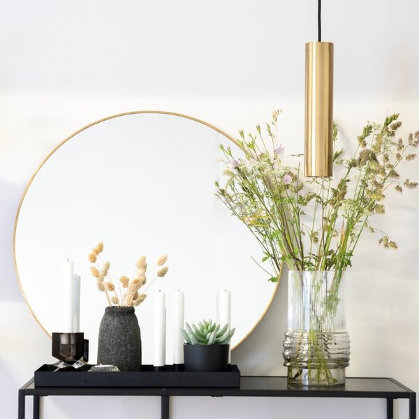Nordic Living Zlaté kulaté závěsné zrcadlo Vincent 60 cm