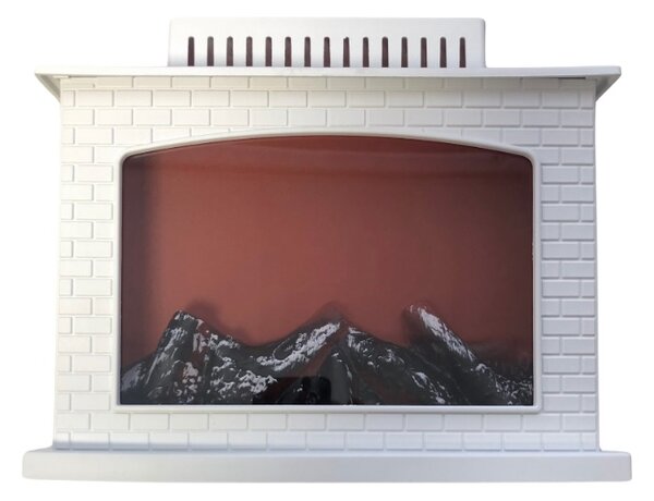 Moderní krb s LED imitací plamene - 25 x 21 cm - bílý