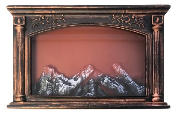 Moderní krb s LED imitací plamene - 28 x 20 cm - měděný