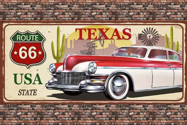 DIMEX | Vliesová fototapeta Texas Vintage MS-5-2071 | 375 x 250 cm| zelená, červená, žlutá