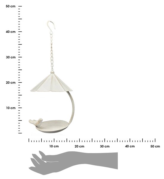 Závěsné napajedlo pro ptáky Lillian, 43x18 cm, kov, krémová