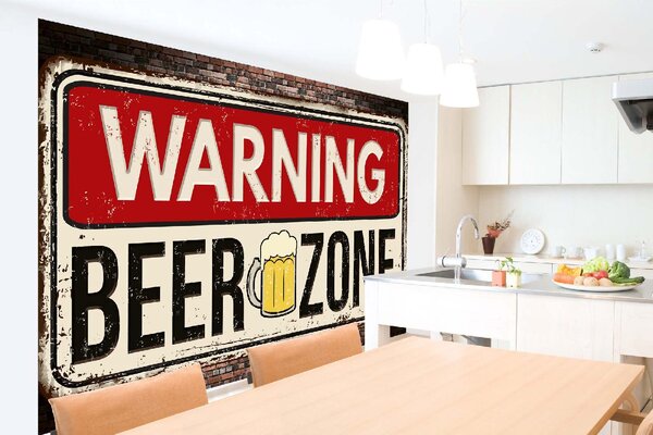DIMEX | Vliesová fototapeta Cedule - Pivo MS-5-2066 | 375 x 250 cm| červená, černá, žlutá