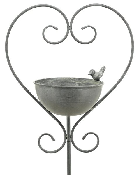Zapichovací napajedlo pro ptáky Heart, 138,4x33,7 cm, kov, šedá
