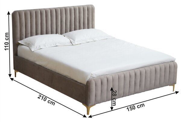 Manželská postel 140 cm Karilla (šedohnědá) (s roštem)