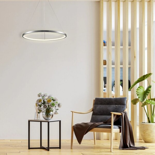 LED Lustr na lanku LEA LED/20W/230V 4000K pr. 50 cm matný chrom