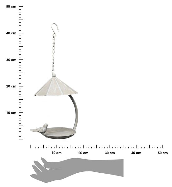 Závěsné napajedlo pro ptáky Lillian2, 43x18 cm, kov, béžová