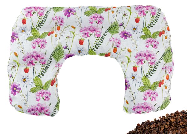 VFstyle nahřívací polštářek na krk s pohankovými slupkami Flowers