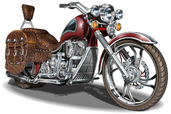 DIMEX | Vliesová fototapeta Klasický vintage motocykl MS-5-2170 | 375 x 250 cm| červená, bílá, metalická, hnědá