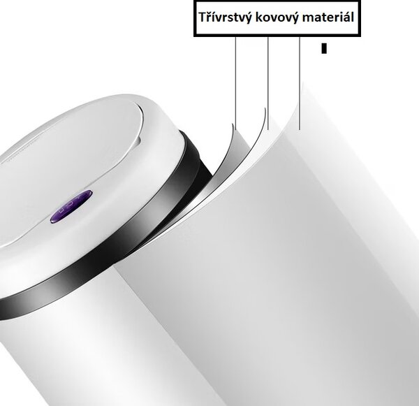 Bezdotykový odpadkový koš 50 l, bílý 109763