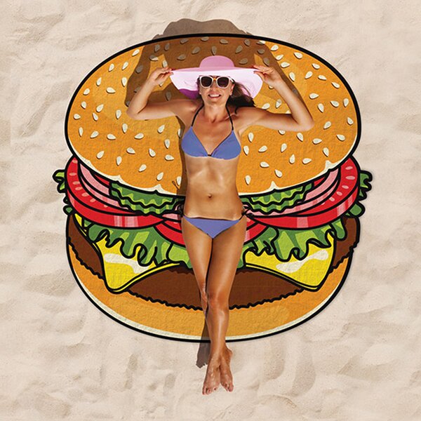 VFstyle Kulatá plážová osuška Hamburger
