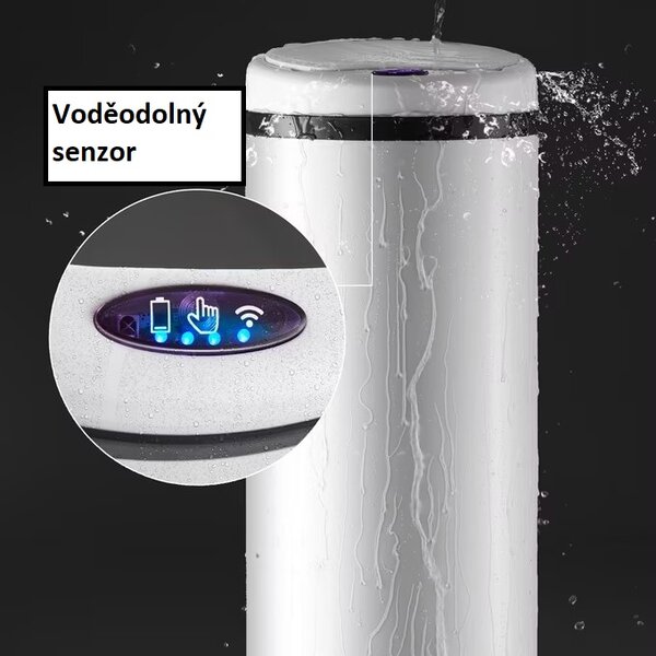 Bezdotykový odpadkový koš 50 l, bílý 109763