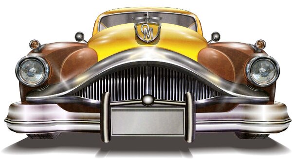 DIMEX | Vliesová fototapeta Maska retro automobilu III. MS-5-2199 | 375 x 250 cm| bílá, žlutá, hnědá