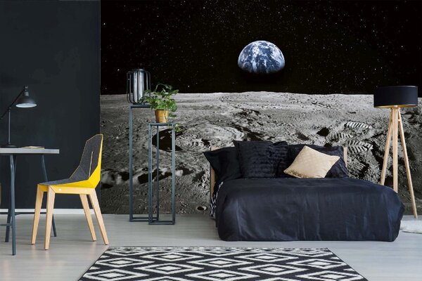 DIMEX | Vliesová fototapeta Země na horizontu MS-5-2234 | 375 x 250 cm| modrá, černá, šedá