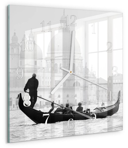 Skleněné hodiny Benátská loď zskb-30x30-00082206