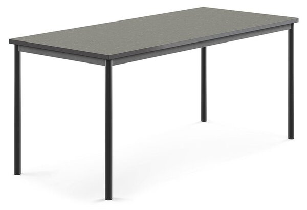 AJ Produkty Stůl SONITUS, 1800x800x760 mm, antracitově šedé nohy, deska s linoleem, tmavě šedá