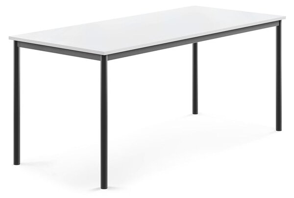 AJ Produkty Stůl SONITUS, 1800x800x760 mm, antracitově šedé nohy, HPL deska tlumící hluk, bílá