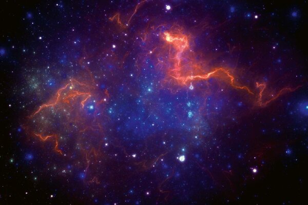 DIMEX | Vliesová fototapeta Barevná galaxie MS-5-2263 | 375 x 250 cm| modrá, červená, oranžová, růžová