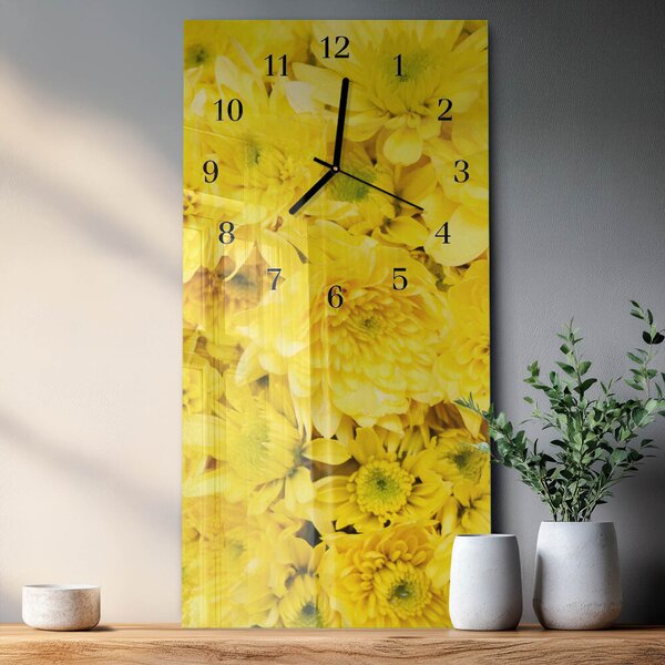 Skleněné hodiny vertikální Květiny zsppc-30x60-00173835