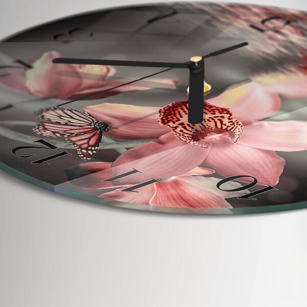 Skleněné nástěnné hodiny Orchidej zsoc-fi30-00058397