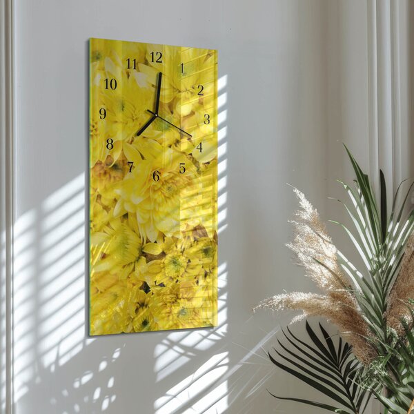 Skleněné hodiny vertikální Květiny zsppc-30x60-00173835