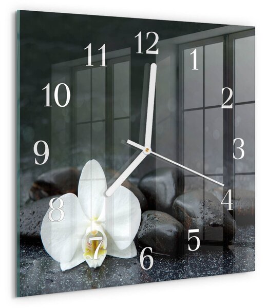 Skleněné hodiny Květina a kameny zskb-30x30-00059936