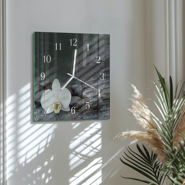 Skleněné hodiny Květina a kameny zskb-30x30-00059936