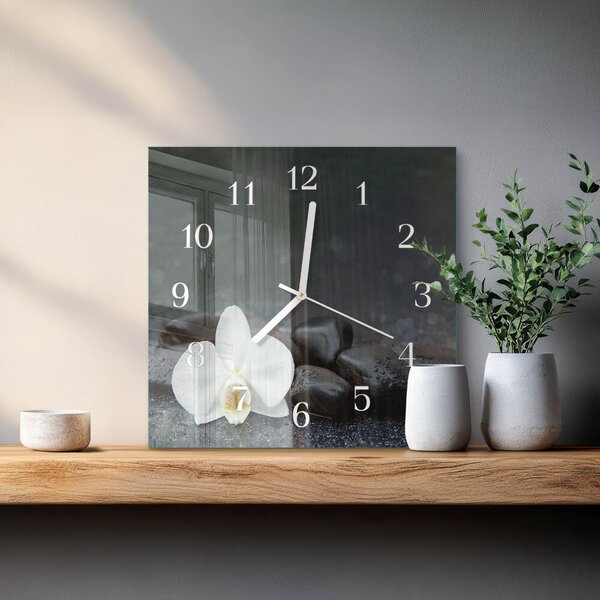Skleněné hodiny Květina a kameny zskb-30x30-00059936
