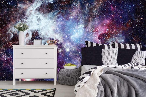 DIMEX | Vliesová fototapeta Abstraktní vesmír MS-5-2300 | 375 x 250 cm| fialová, černá, šedá, růžová