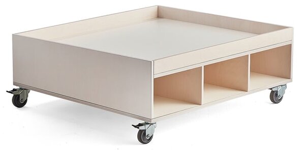 AJ Produkty Hrací stolek MELINA, 6 přihrádek, 1000x900x330 mm, bílá pigmentovaná