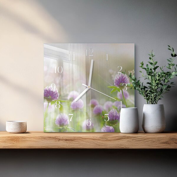Skleněné hodiny Květiny zskb-30x30-00084249