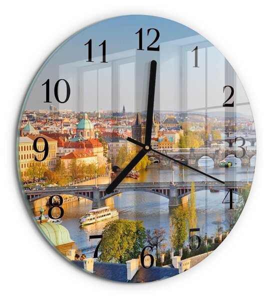 Skleněné nástěnné hodiny město Praha zsoc-fi30-00174518