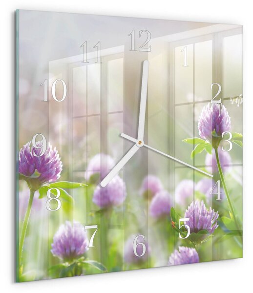 Skleněné hodiny Květiny zskb-30x30-00084249