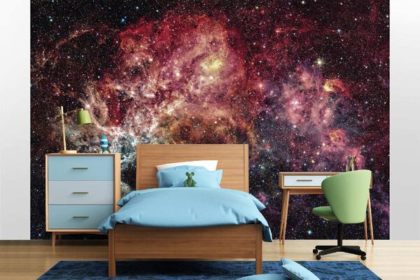 DIMEX | Vliesová fototapeta Abstraktní galaxie MS-5-2301 | 375 x 250 cm| červená, černá, růžová