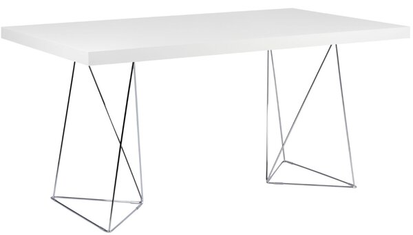 Bílý pracovní stůl TEMAHOME Multi 160 x 90 cm s chromovanou podnoží